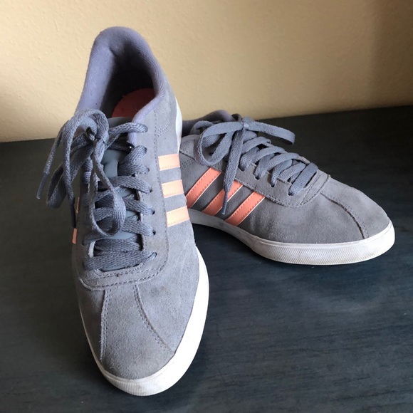 adidas Shoes - Adidas grey/coral suede shoes